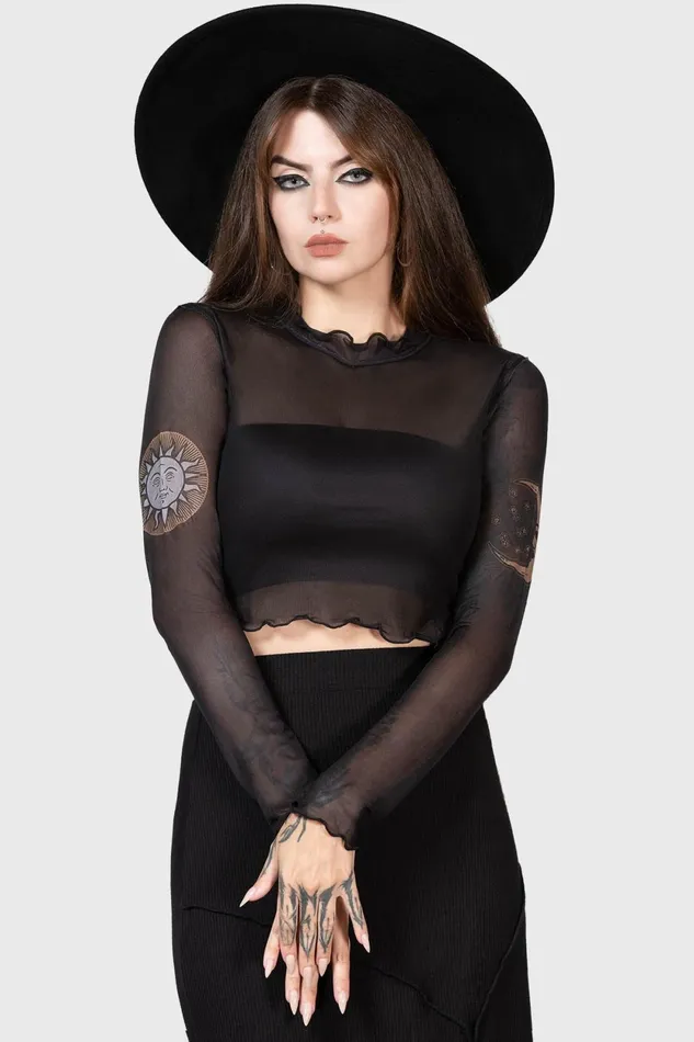 Women Long Sleeves Killstar Evil Sun Top