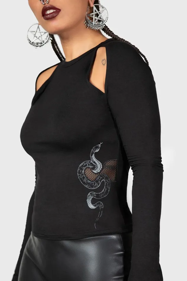 Women Long Sleeves Killstar Femme Fangs Top