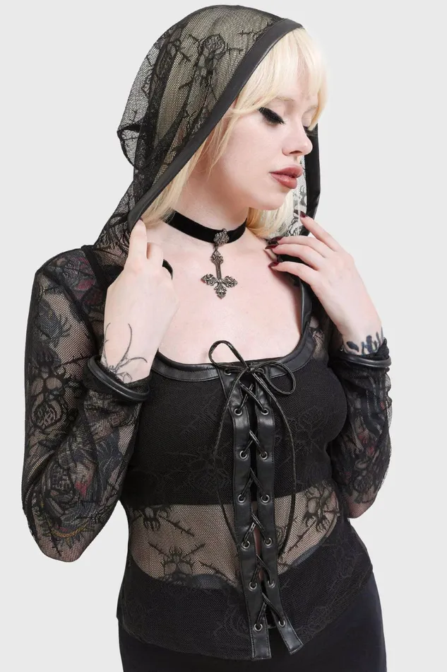 Women Long Sleeves Killstar Miss Guidance Top
