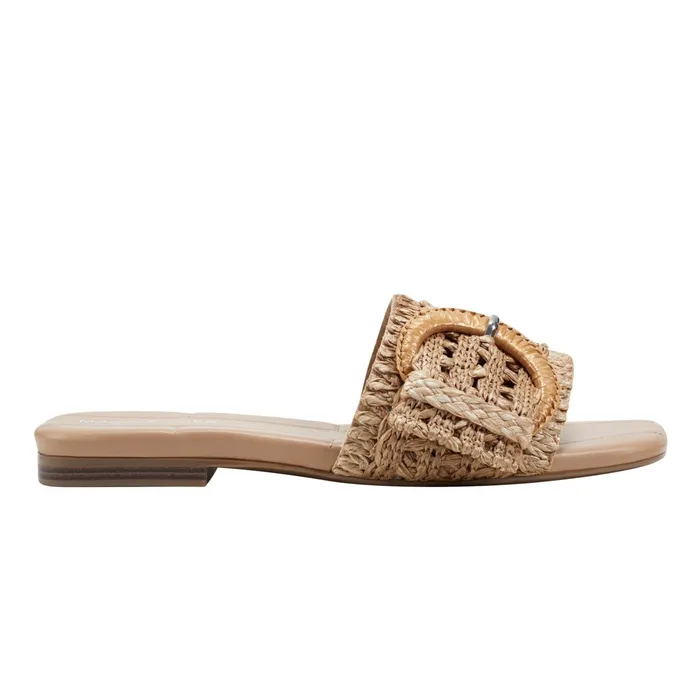 Women Loree Flat Slide Sandal Brown Marc Fisher Mules and Slides