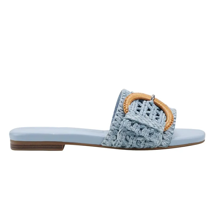 Women Loree Flat Slide Sandal Light Blue Marc Fisher Sandals