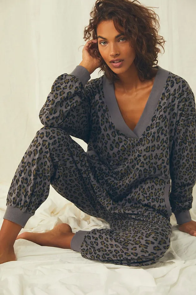 Women Loungewear Free People Printed Just Because Romper Charcoal Combo