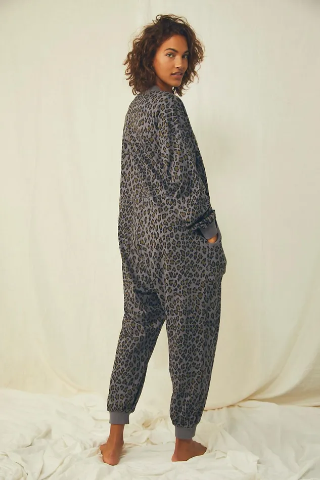 Women Loungewear Free People Printed Just Because Romper Charcoal Combo