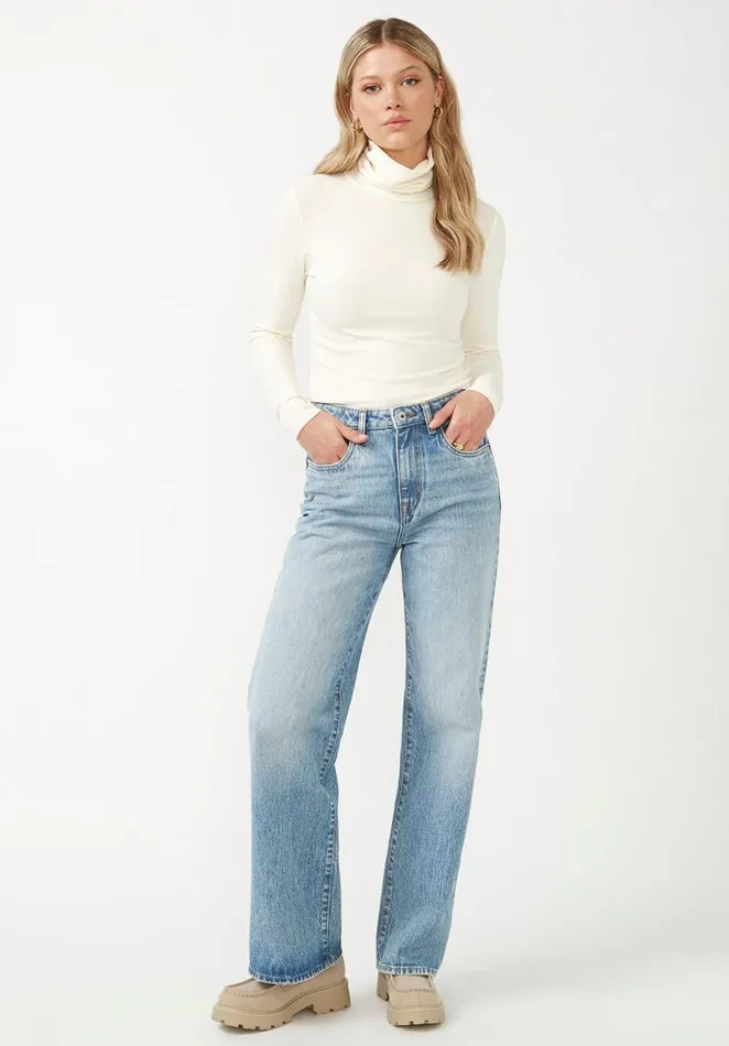 Women Mavra Egret Women039s Ribbed Turtleneck Egret Buffalo David Bitton Sweaters
