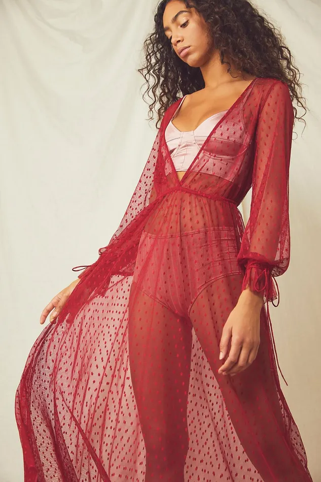 Women Maxi Dresses Free People Oversized Mesh Maxi Slip Chili Pepper