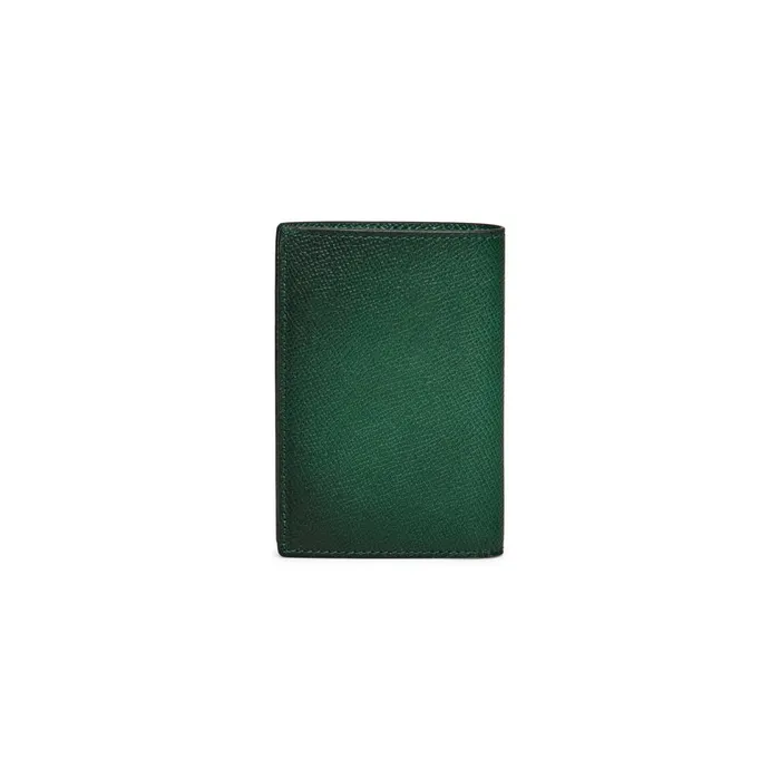 WomenMen Green Saffiano Leather Vertical Wallet Santoni Small Leather Goods
