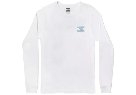 WomenMen TOMS Logo Long Sleeve Crew Tee White TOMS Tees
