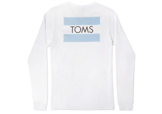 WomenMen TOMS Logo Long Sleeve Crew Tee White TOMS Tees