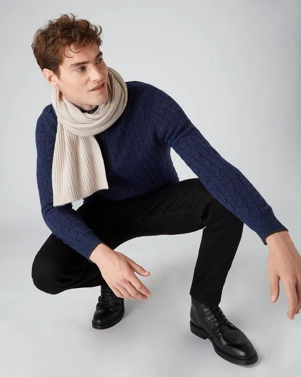 WomenMen Unisex Short Ribbed Cashmere ScarfIn Heather Beige Brown Heather Beige Brown NPeal Cashmere Scarves
