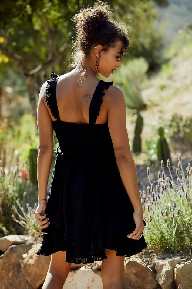 Women Mini Dresses Free People Somewhere Tropical Mini Dress Black