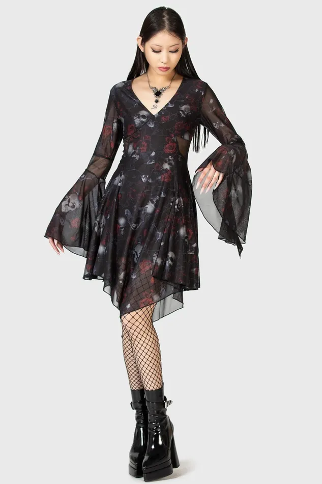 Women Mini Killstar Bellflora Mesh Dress