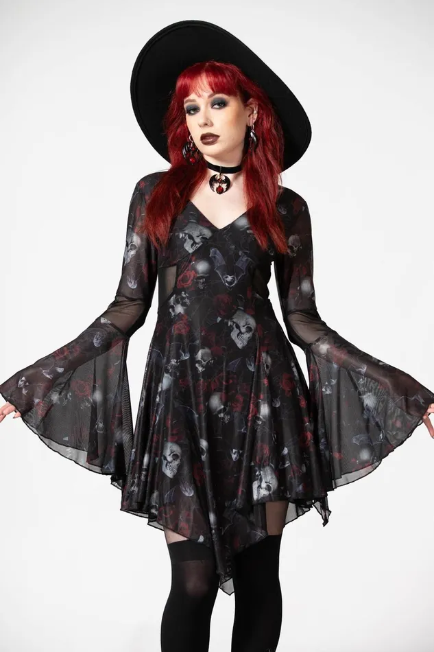 Women Mini Killstar Bellflora Mesh Dress