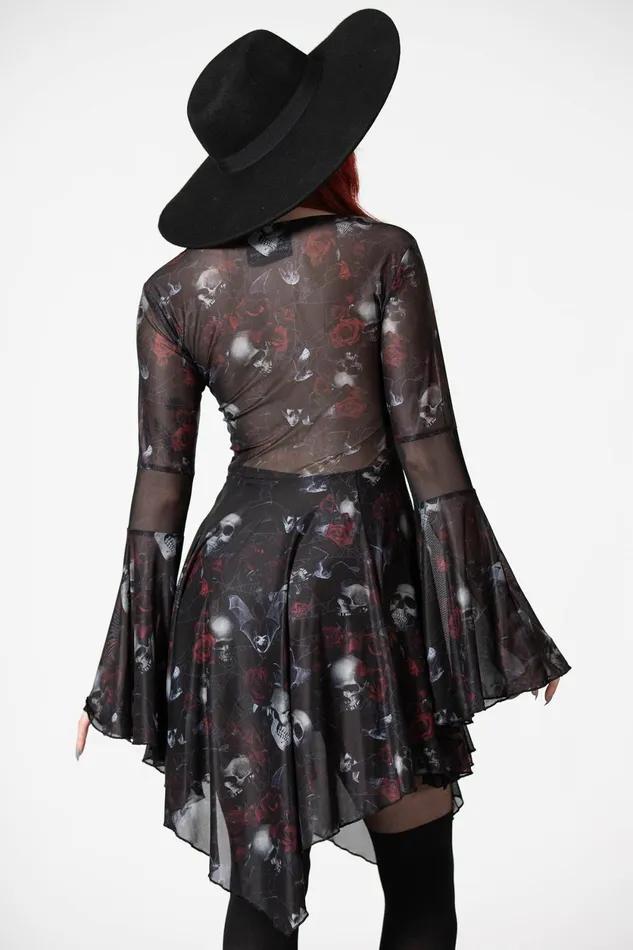 Women Mini Killstar Bellflora Mesh Dress
