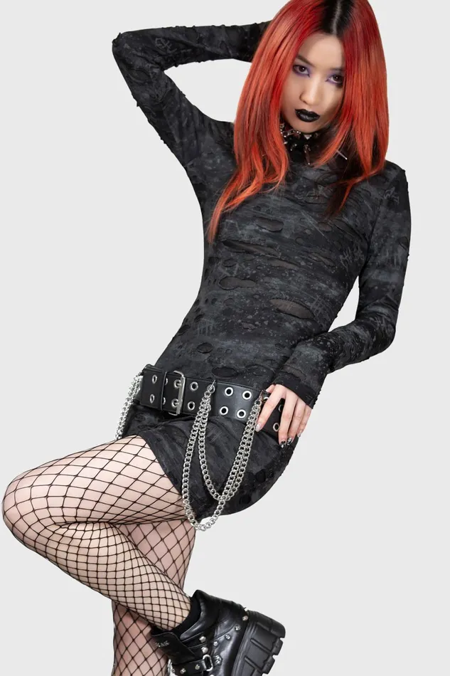 Women Mini Killstar Shows Over Bodycon Dress