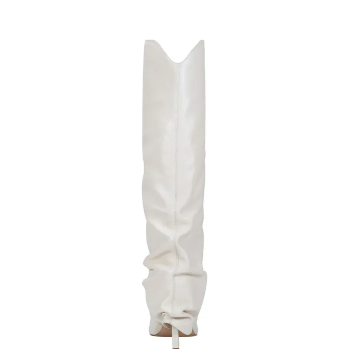 Women Nairine Foldover Dress Boot White Leather Marc Fisher Dress Boots