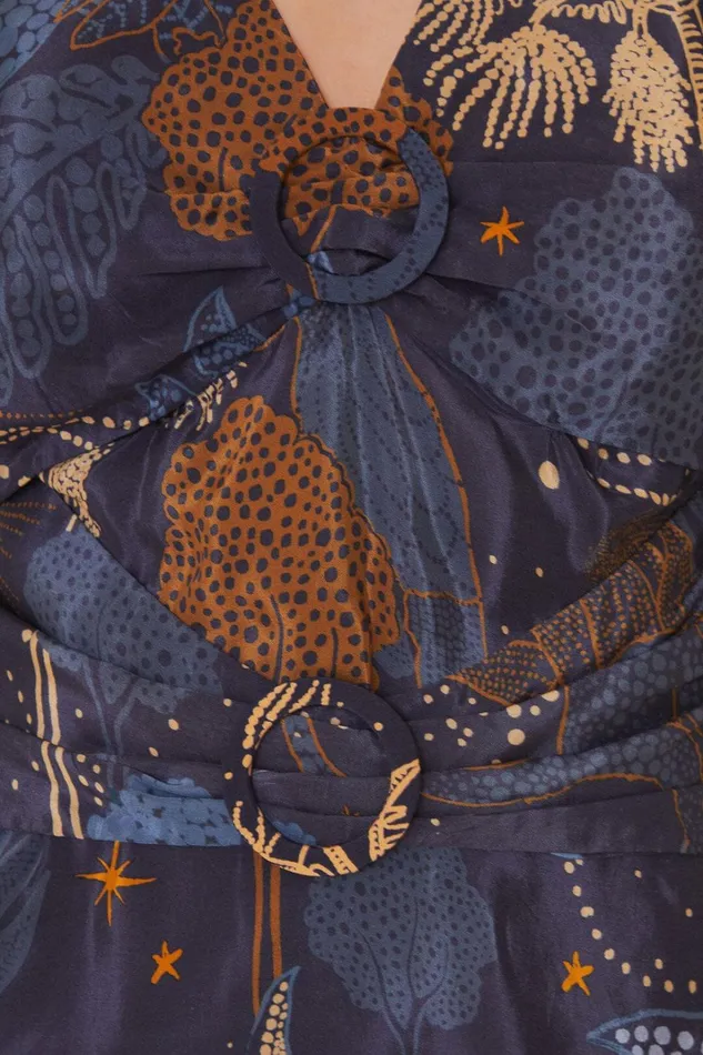 Women Navy Blue Night Jungle Mini Dress Night Jungle Navy Blue FARM Rio Mini Dresses