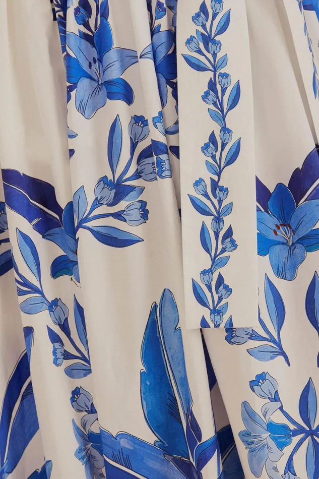 Women OffWhite Blue Yard Organic Cotton Midi Skirt Blue Yard Offwhite FARM Rio Skirts