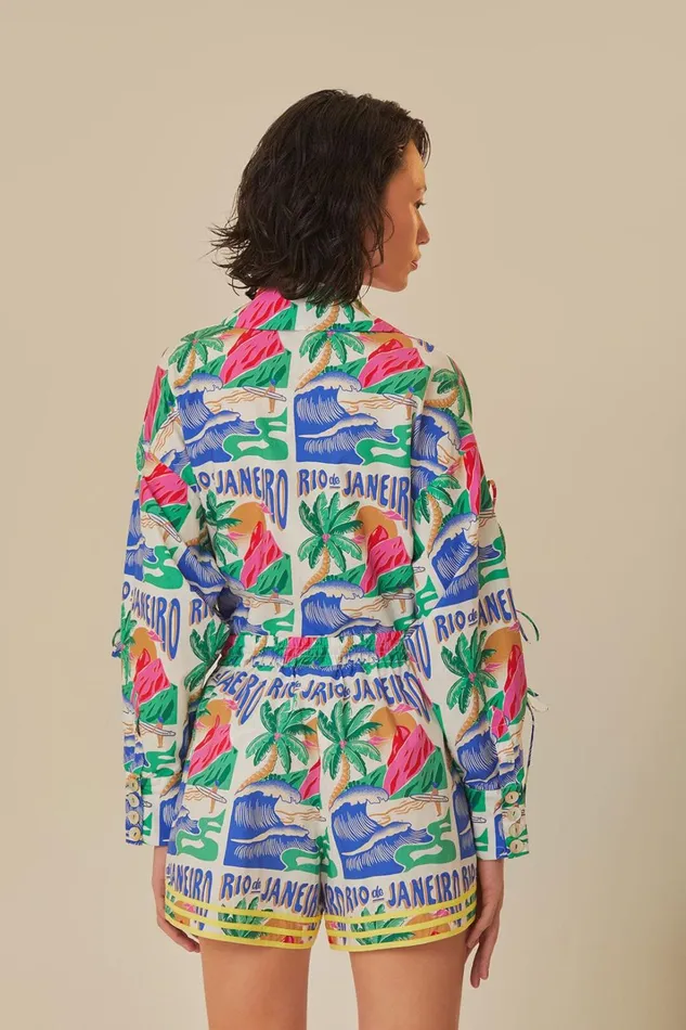 Women OffWhite Carioca Posters Shorts Carioca Posters Offwhite FARM Rio Shorts