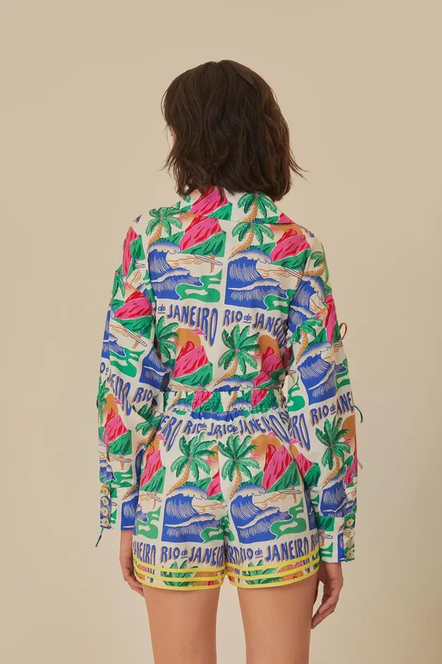 Women OffWhite Carioca Posters Shorts Carioca Posters Offwhite FARM Rio Shorts