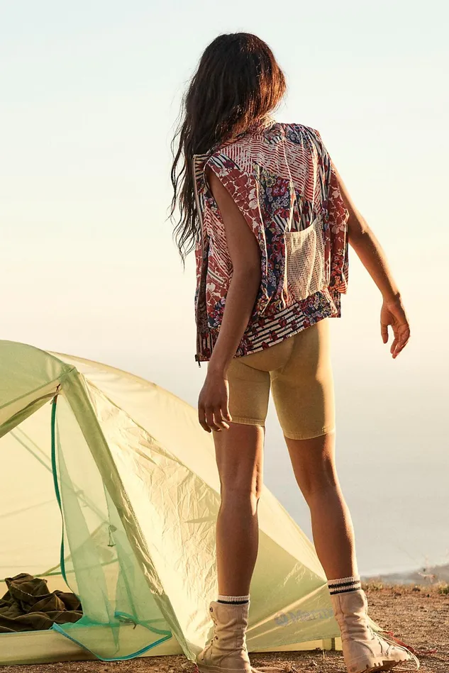 Women Outerwear Free People Off The Grid Printed Vest Washed Red Combo