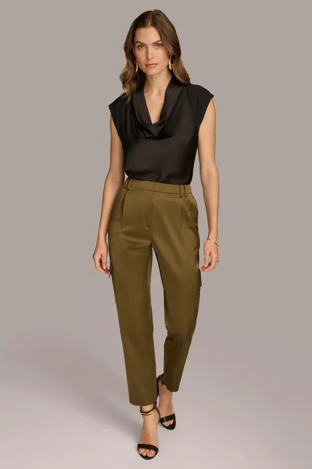 Women Pants Donna Karan STRAIGHT LEG CARGO PANT Beech