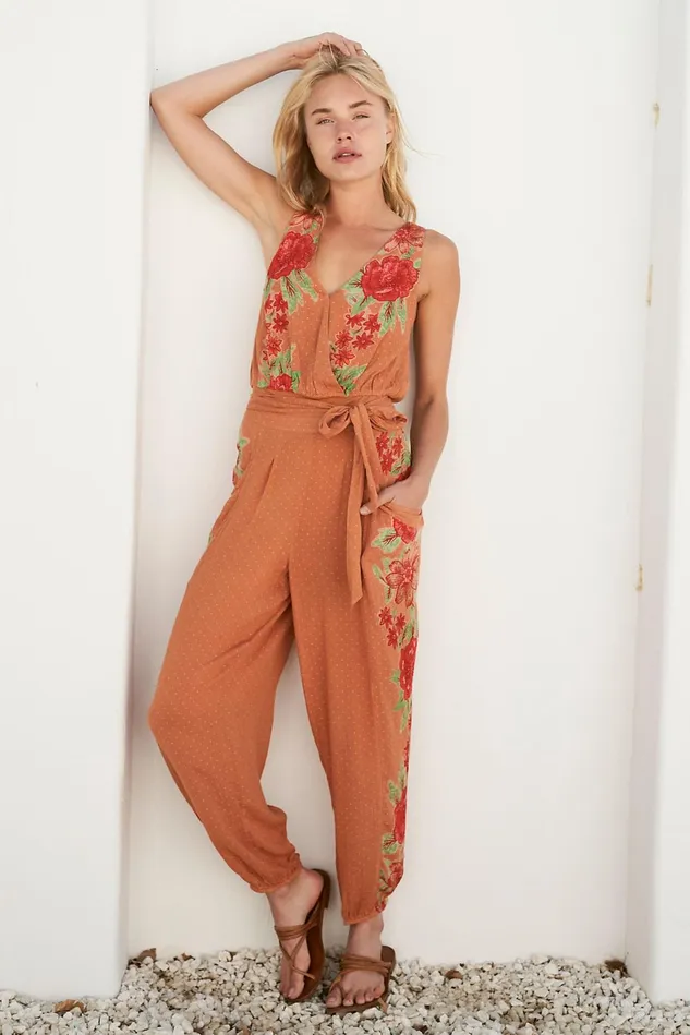 Women Pants Free People Emmi Florals Set Rust Combo