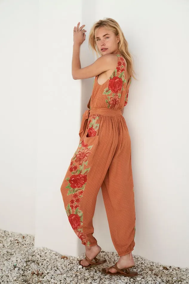 Women Pants Free People Emmi Florals Set Rust Combo