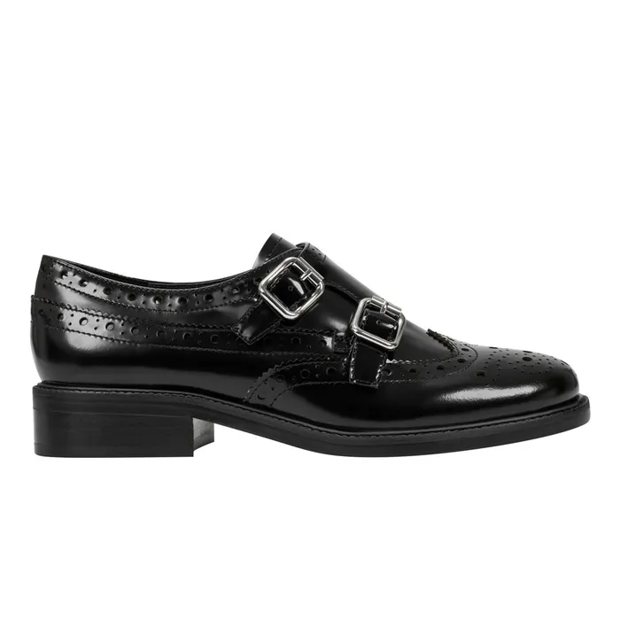 Women Parker Monkstrap Oxford Black Leather Marc Fisher Loafers and Flats