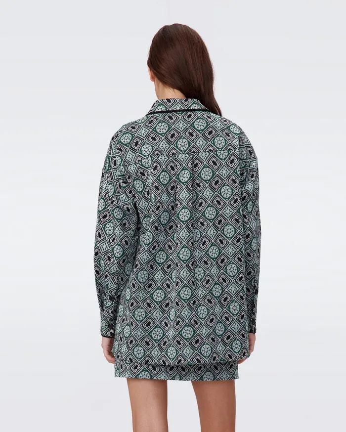 Women Pennie Knit Jacquard Shirt Paper Cut Geo DVF Jackets and Coats