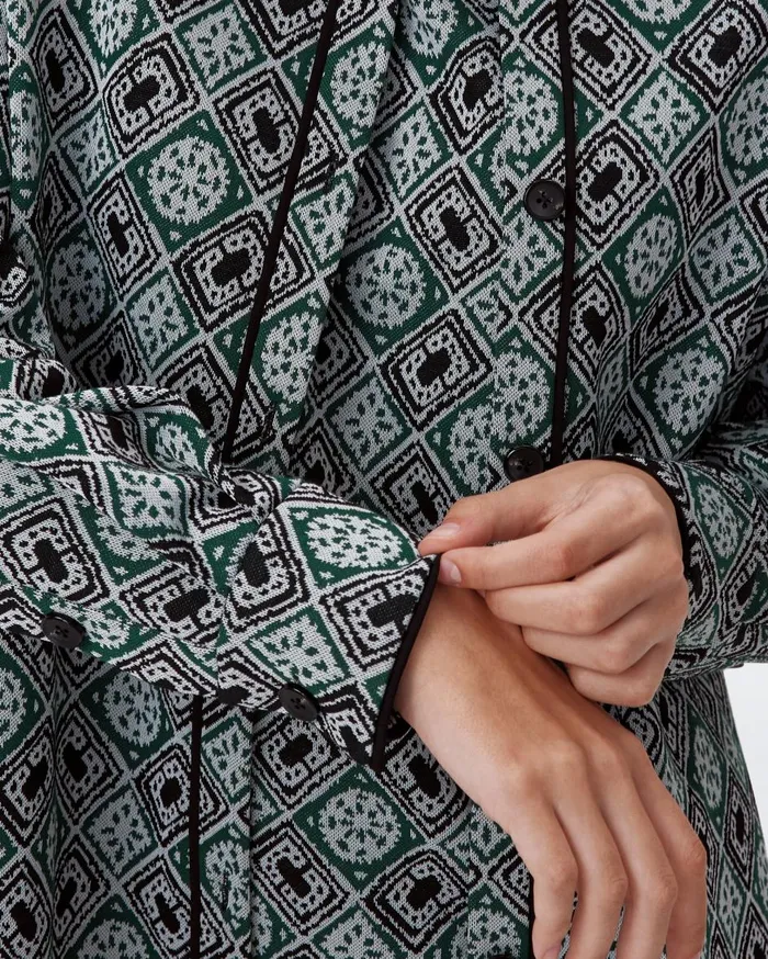 Women Pennie Knit Jacquard Shirt Paper Cut Geo DVF Jackets and Coats