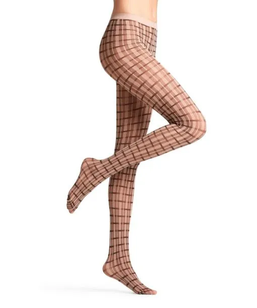 Women Powder Check 40 DEN Women Tights Nougat FALKE Tights and Leggings