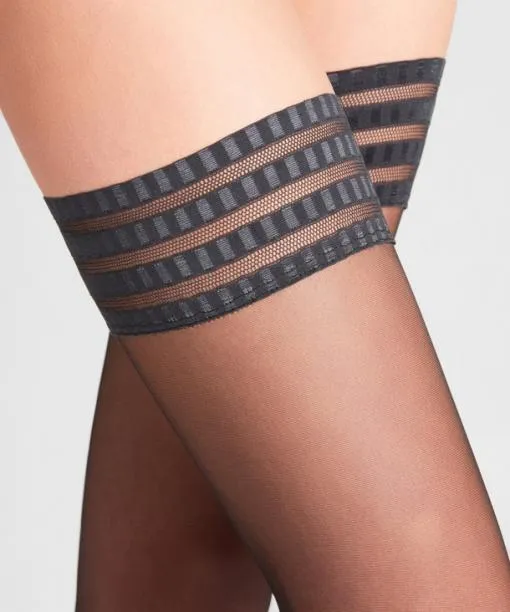Women Pure Matt 20 DEN Women Stay Ups Black FALKE Thigh Highs