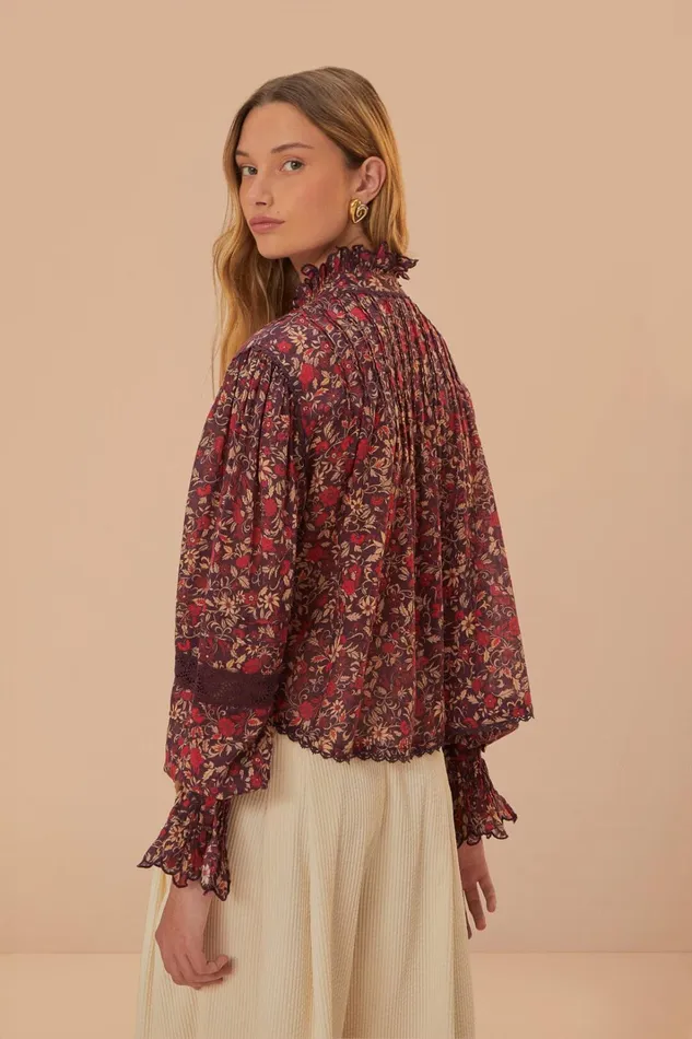 Women Purple Chelsea Garden Long Sleeve Blouse Chelsea Garden Purple FARM Rio Blouses