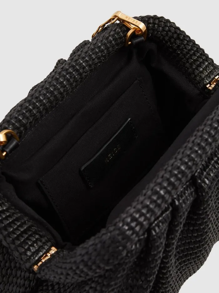 Women Reiss Bags Gia Raffia Clutch Bag Black