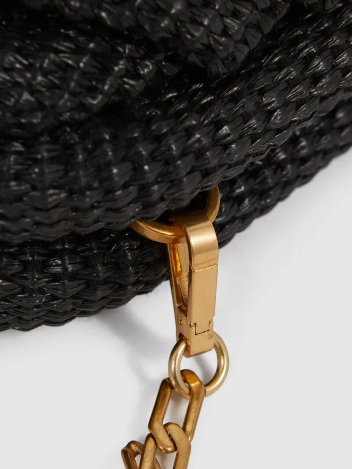 Women Reiss Bags Gia Raffia Clutch Bag Black