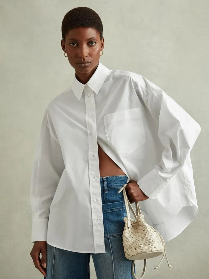 Women Reiss Blouses and Shirts Edie Oversized Cotton ButtonThrough Shirt White