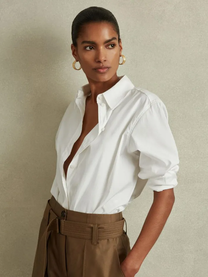 Women Reiss Blouses and Shirts Jenny Cotton Poplin Shirt White