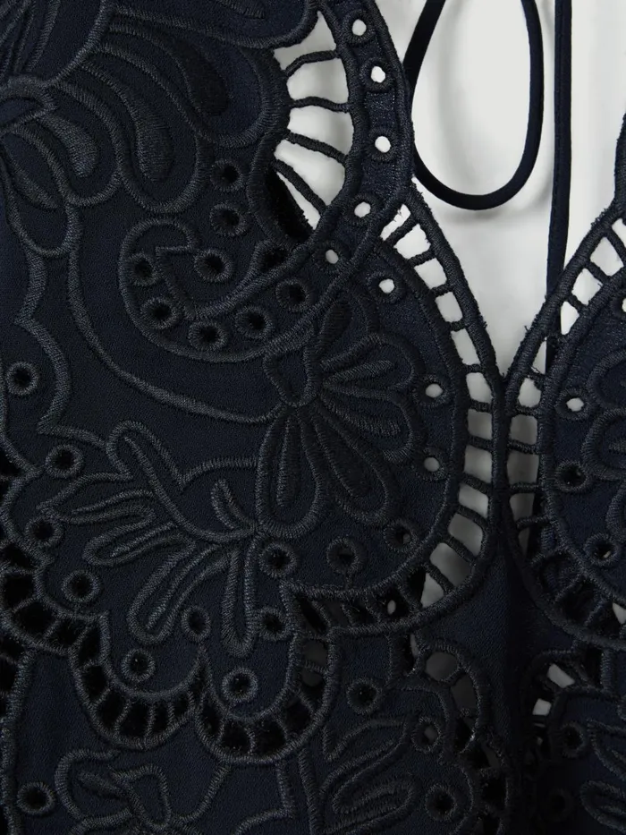 Women Reiss Blouses and Shirts Noa Lace CutOut Blouse Navy