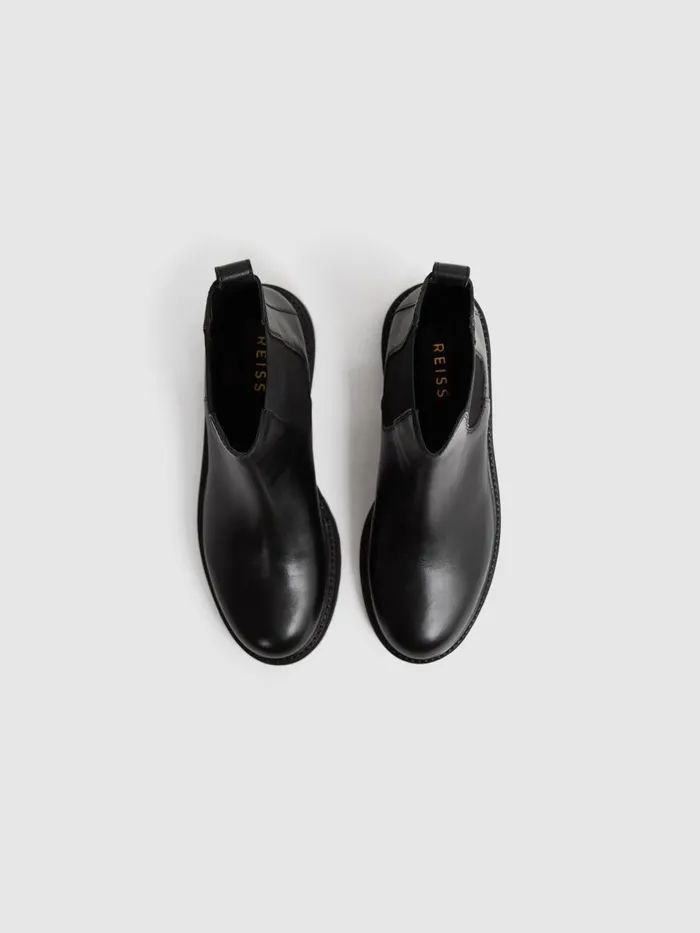 Women Reiss Boots Thea Leather Chelsea Boots Black