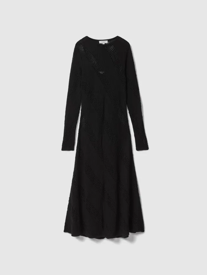 Women Reiss Brands Crochet Midi Dress Black