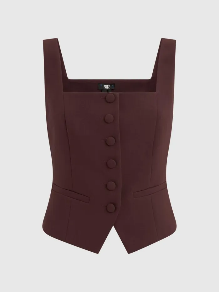 Women Reiss Brands Square Neck Waistcoat Mahogany
