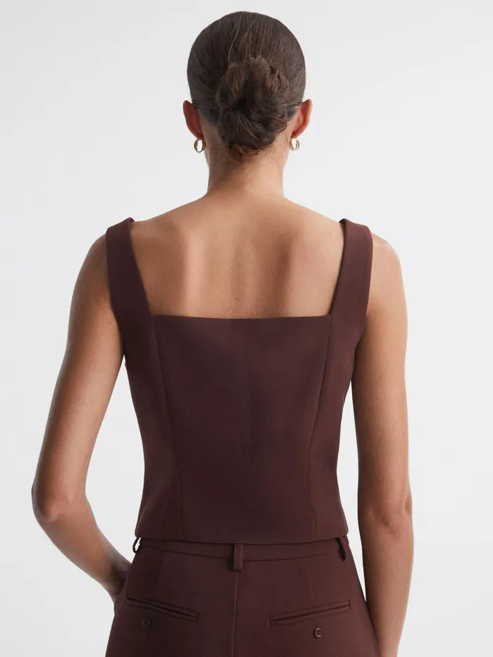 Women Reiss Brands Square Neck Waistcoat Mahogany