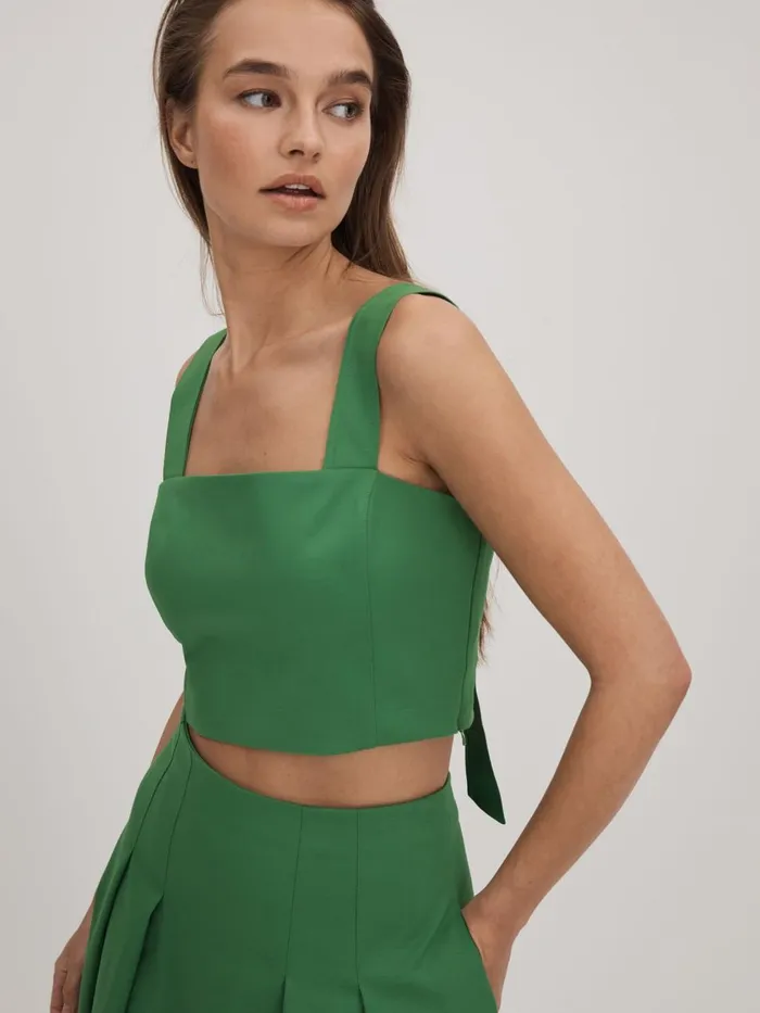 Women Reiss Brands Strappy Crop Top Bright Green