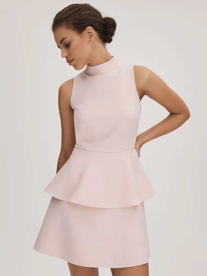 Women Reiss Brands Tiered Mini Dress Pale Pink