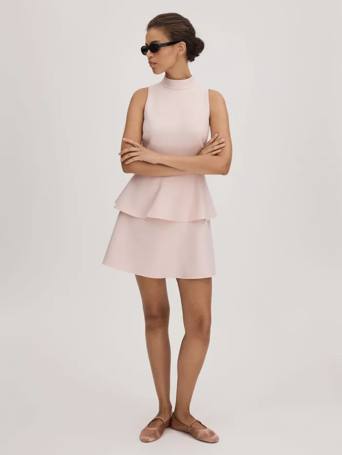 Women Reiss Brands Tiered Mini Dress Pale Pink