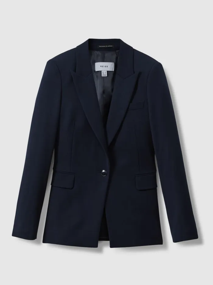 Women Reiss Coats Gabi Tailored Single Breasted Suit Blazer Navy