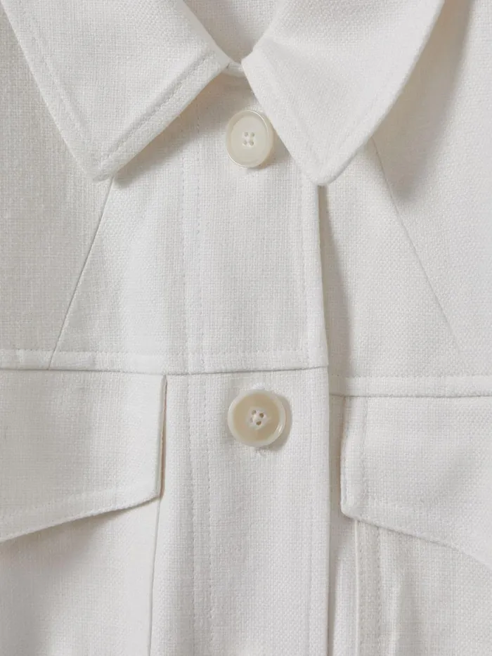 Women Reiss Coats Jade Linen Blend Drawstring Overshirt White