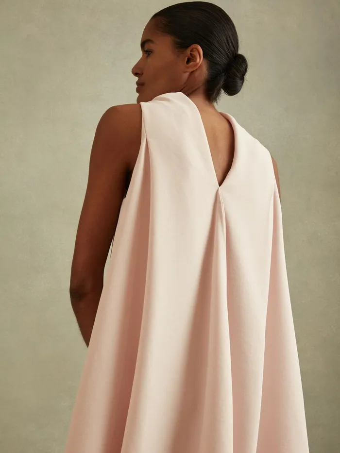 Women Reiss Dresses Shauna HighNeck Drape Back Mini Dress Nude