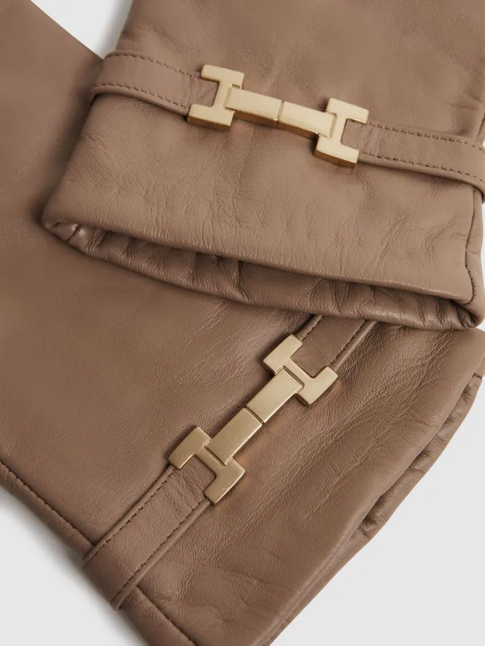 Women Reiss Hats Gloves and Scarves Harriet Leather Hardware Gloves Camel