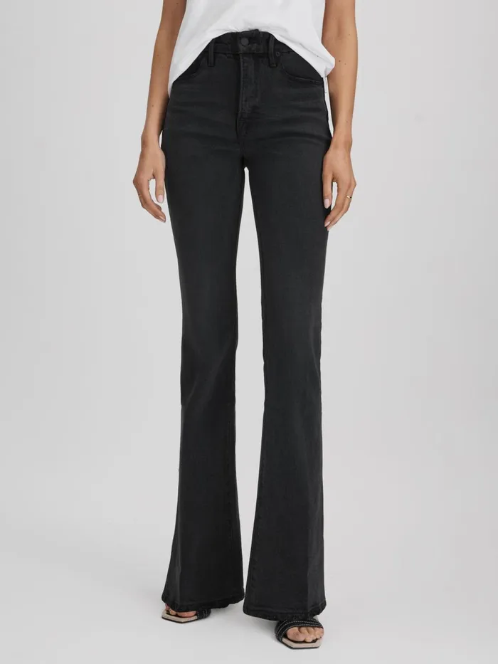 Women Reiss Jeans American Good American Distressed Hem Bootcut Jeans Black